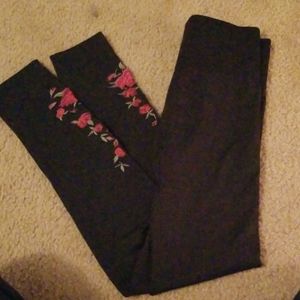 Black Leggings with Floral sides